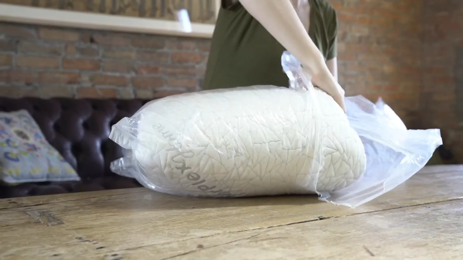 Out of the shipping roll: the fill takes a day to remember its loft.